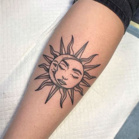 half moon and sun tattoo